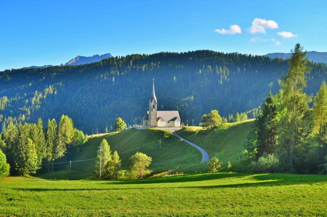 Church with mountain landscape