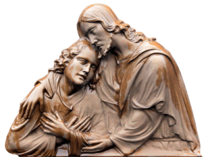 sculpture of Jesus comforting someone