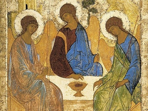 Angels at Mamre painting by Rublev